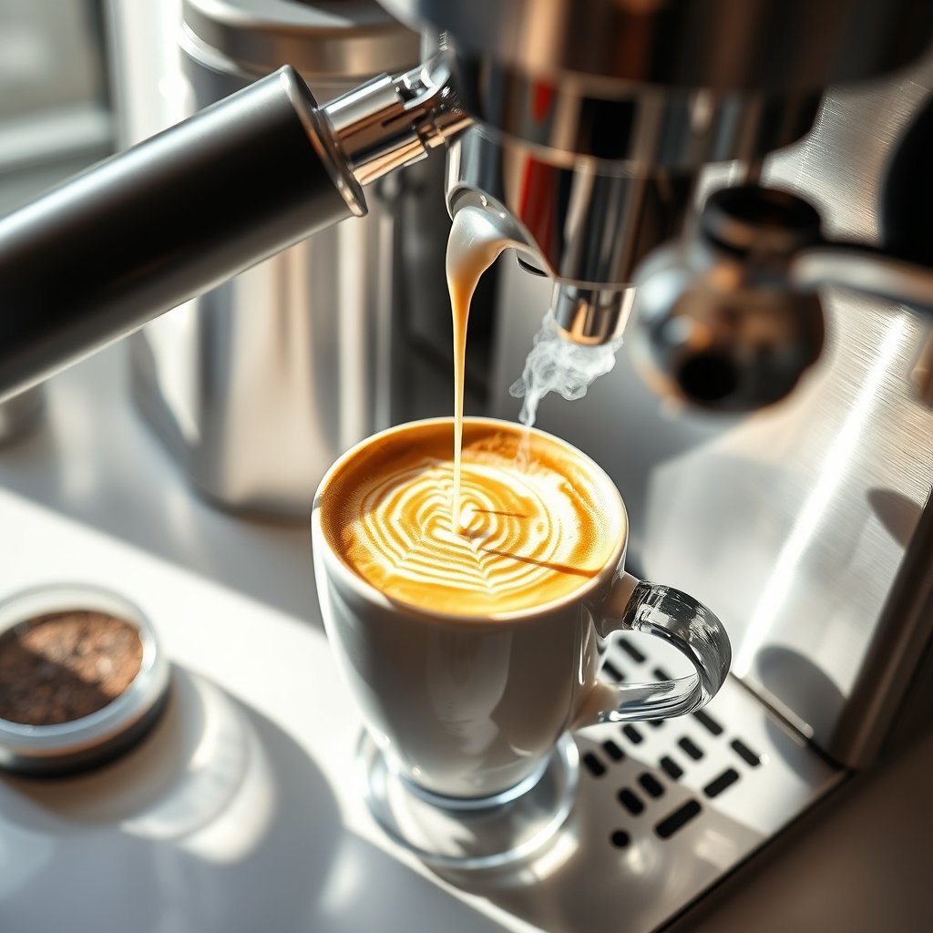 espresso machine in action